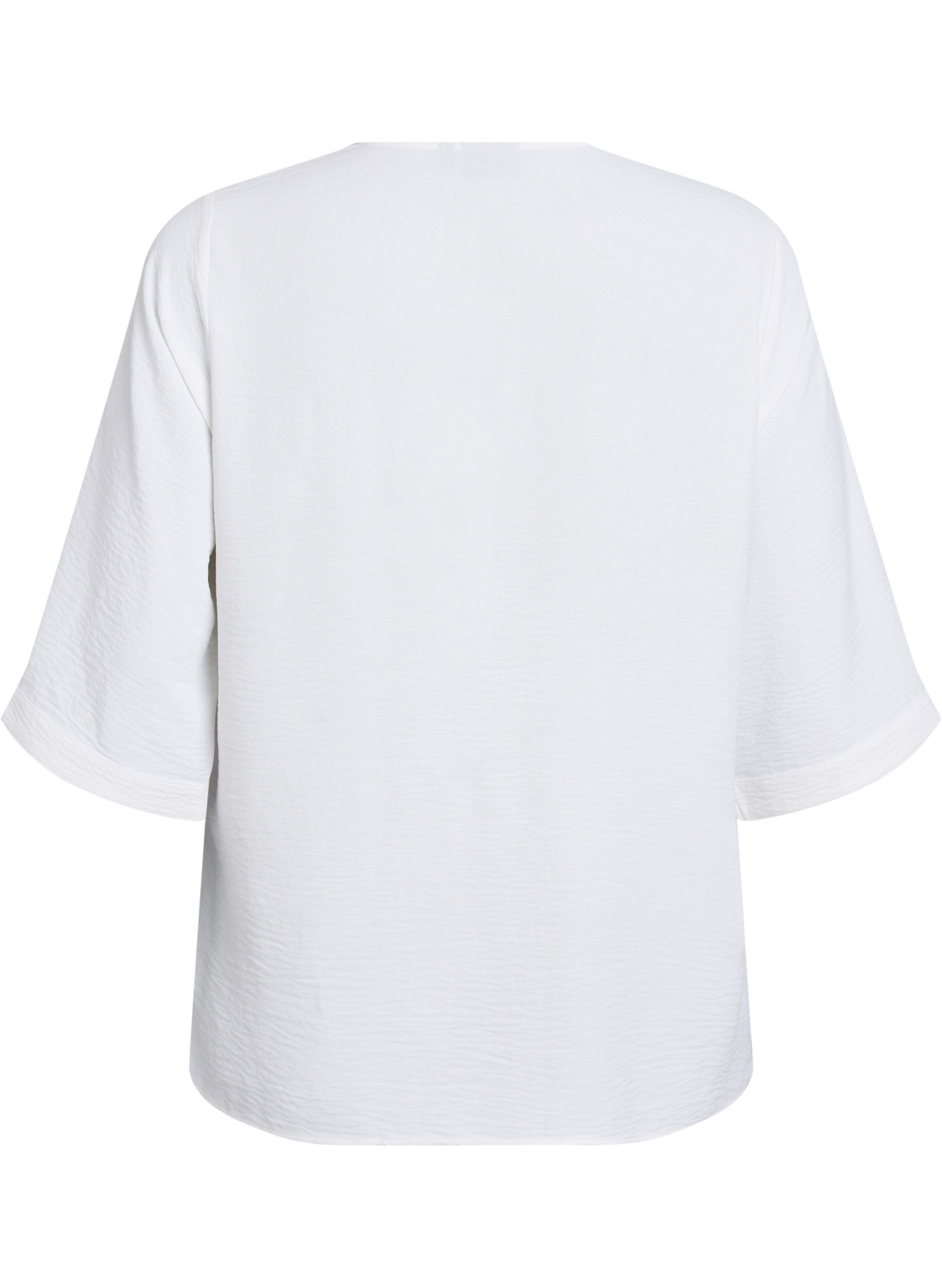 ZizziSkjortebluse med v-hals og 3/4 ermer, Vanilje, Packshot image number 1