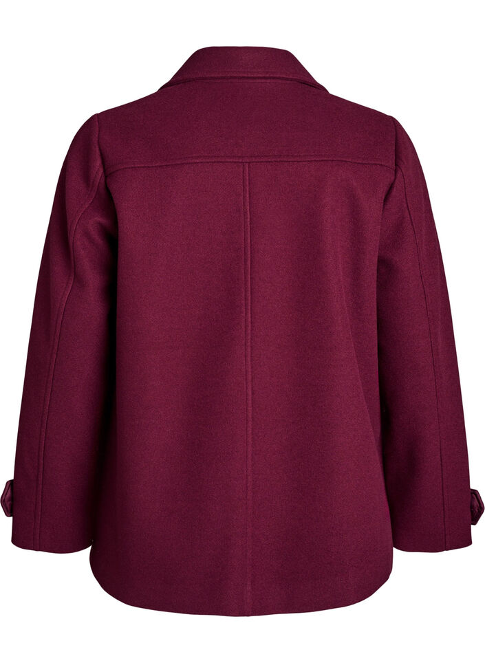 Kort k&aring;pe med dobbeltradede knapper, R&oslash;d, Packshot image number 1