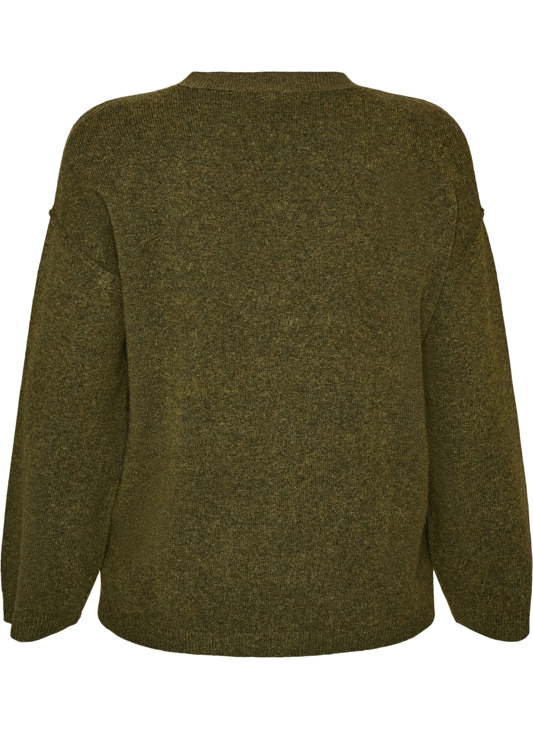 ZizziL&oslash;s strikkegenser med markante s&oslash;mmer, Gr&oslash;nn, Packshot image number 1