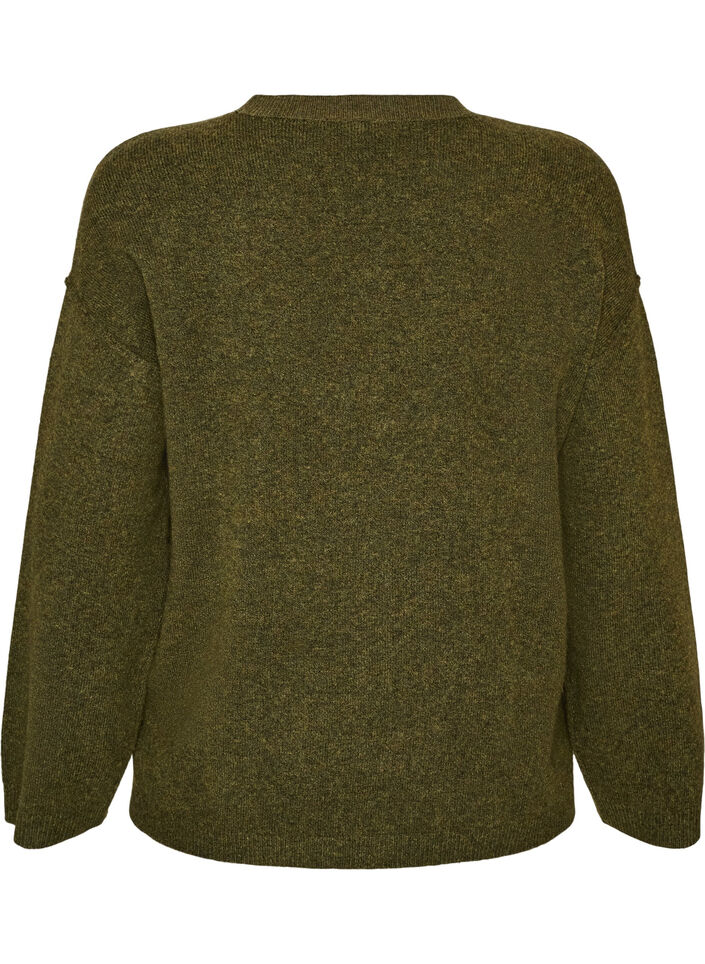 L&oslash;s strikkegenser med markante s&oslash;mmer, Gr&oslash;nn, Packshot image number 1