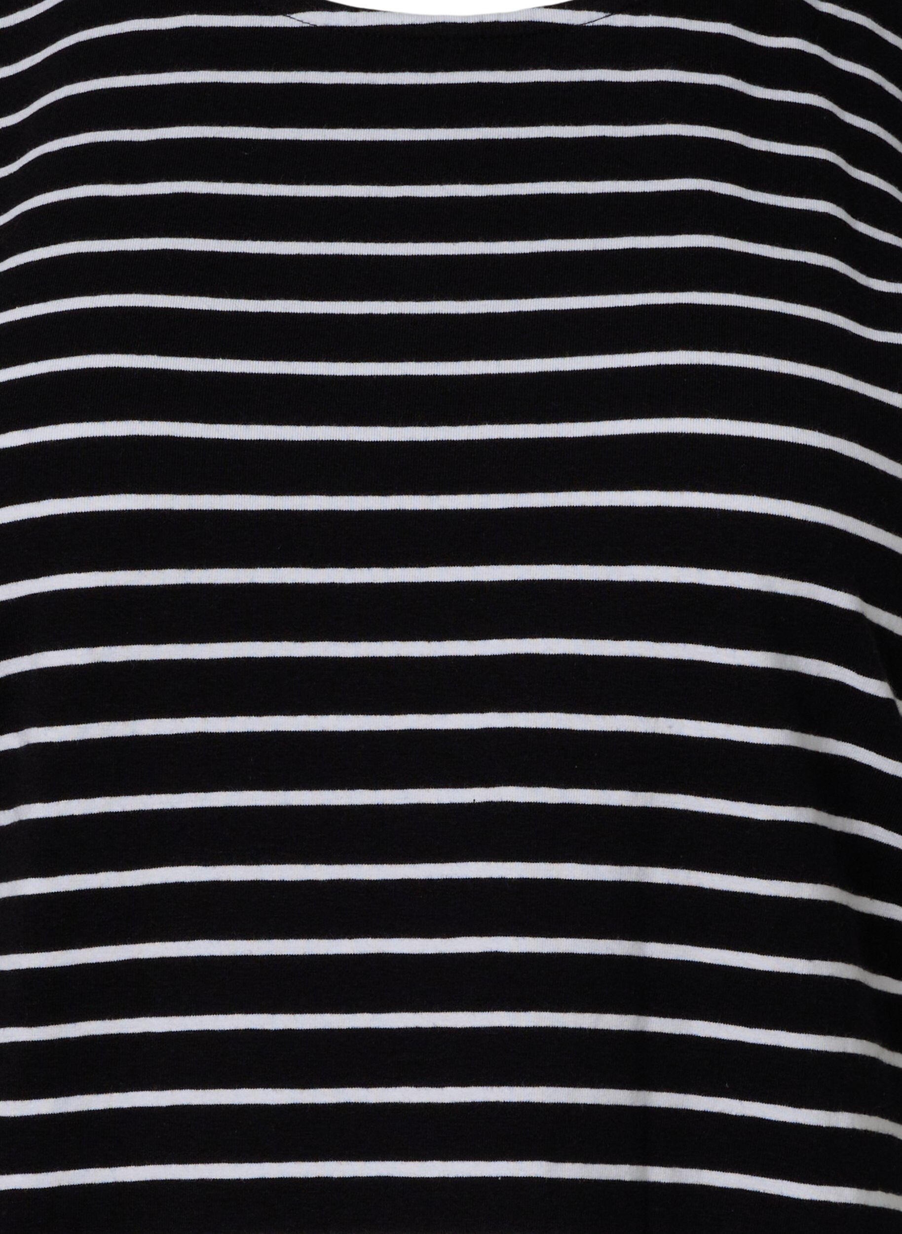 ZizziT-skjorte i bomull med striper, Black W. Stripe, Packshot image number 2