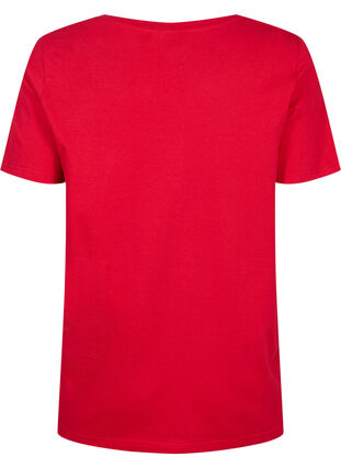 T-skjorte i bomull med broderi anglaise, Tango Red, Packshot image number 1