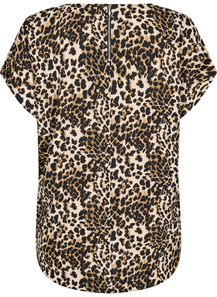 Kortermet bluse med leopardmønster, Leopard AOP, Packshot image number 1