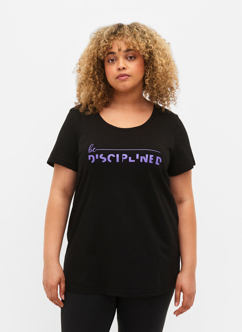Trenings-t-skjorte med trykk, Black w. Disciplined, Model image number 0