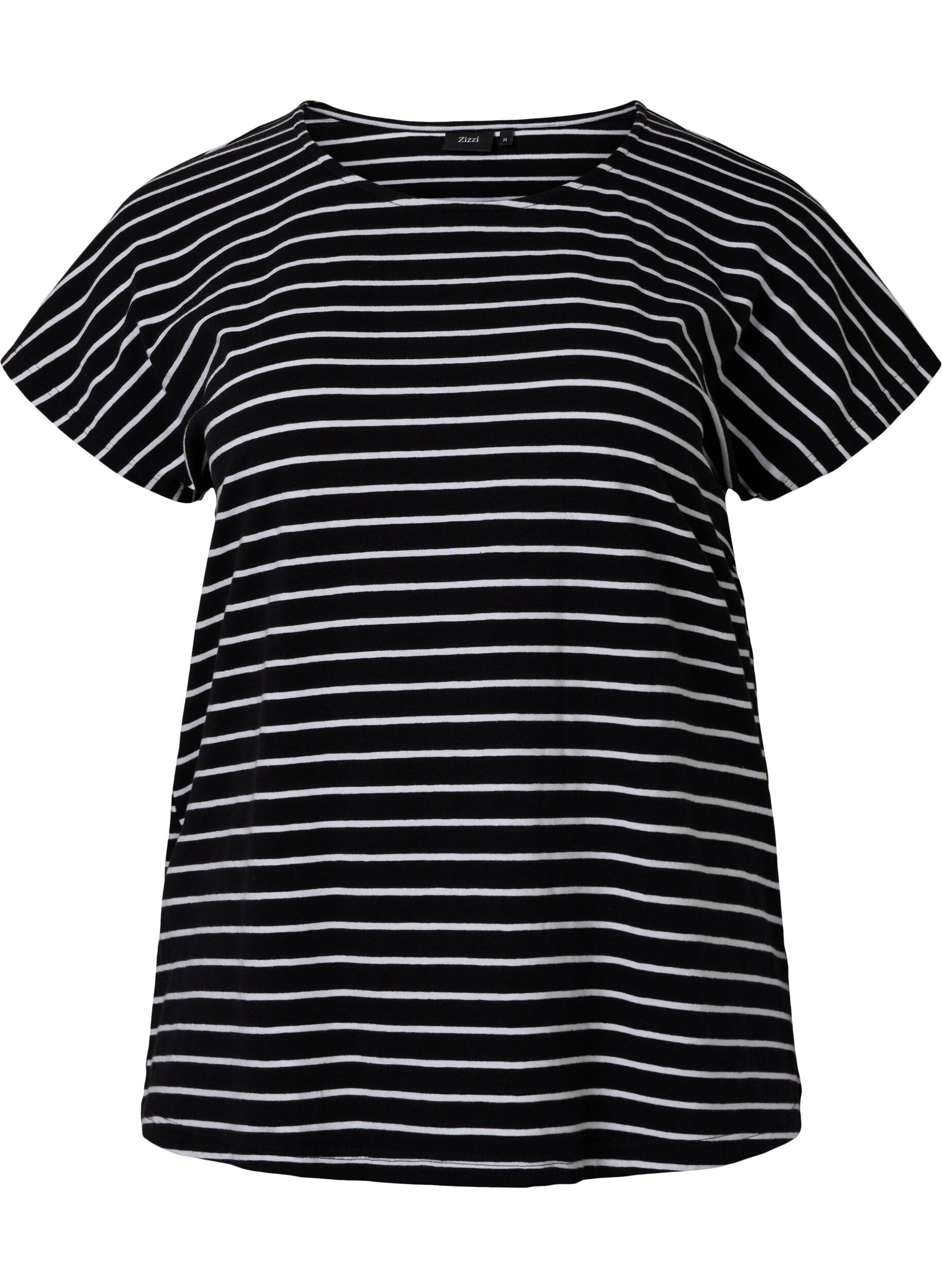 ZizziT-skjorte i bomull med striper, Black W. Stripe, Packshot image number 0