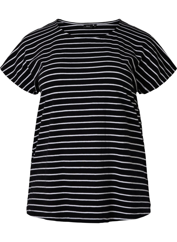 T-skjorte i bomull med striper, Black W. Stripe, Packshot image number 0