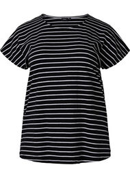 T-skjorte i bomull med striper, Black W. Stripe