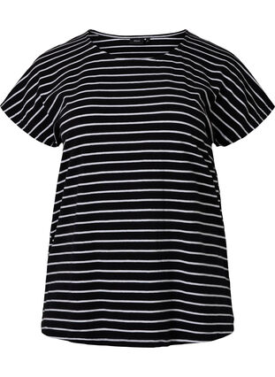 T-skjorte i bomull med striper, Black W. Stripe, Packshot image number 0