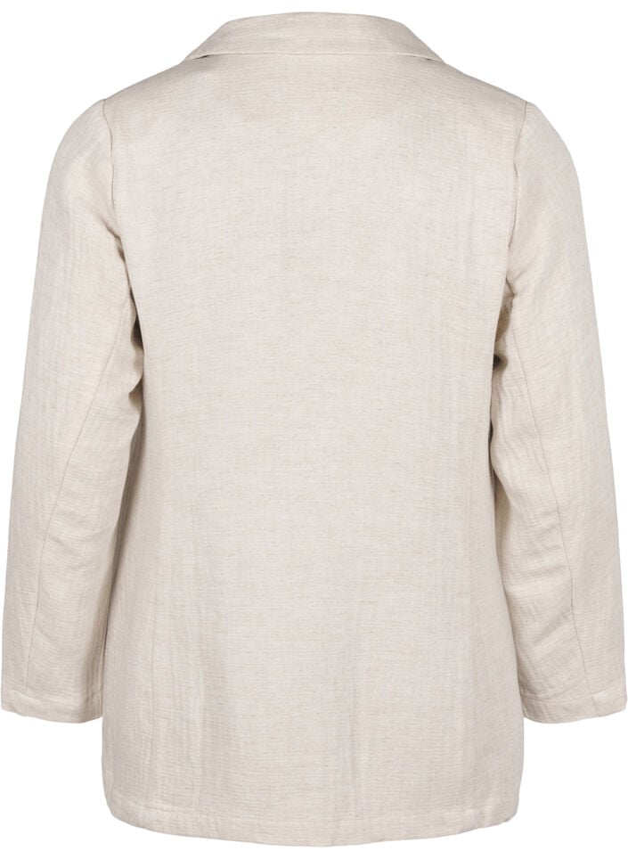 Blazer i materialblanding med lin, Rainy Day, Packshot image number 1