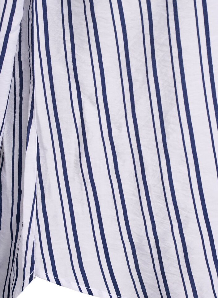 FLASH - Stripete skjortebluse med V-hals, Hvit, Packshot image number 3
