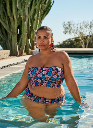 Zizzi Leopardmønstret bandeau bikinitopp, Rosa, Image image number 0