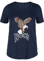 Kortermet t-skjorte med print, Navy Blazer/Rock