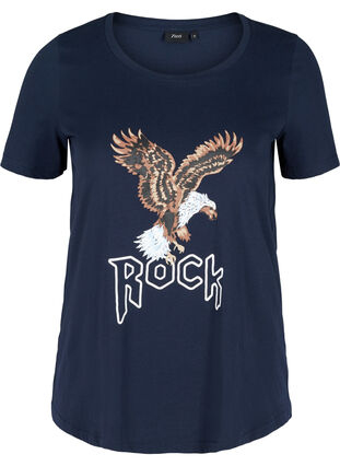 Kortermet t-skjorte med print, Navy Blazer/Rock, Packshot image number 0