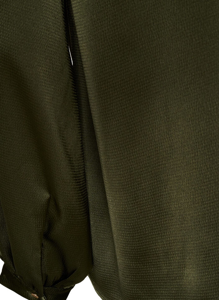 Bluse med skjortekrage og V-hals, Gr&oslash;nn, Packshot image number 3