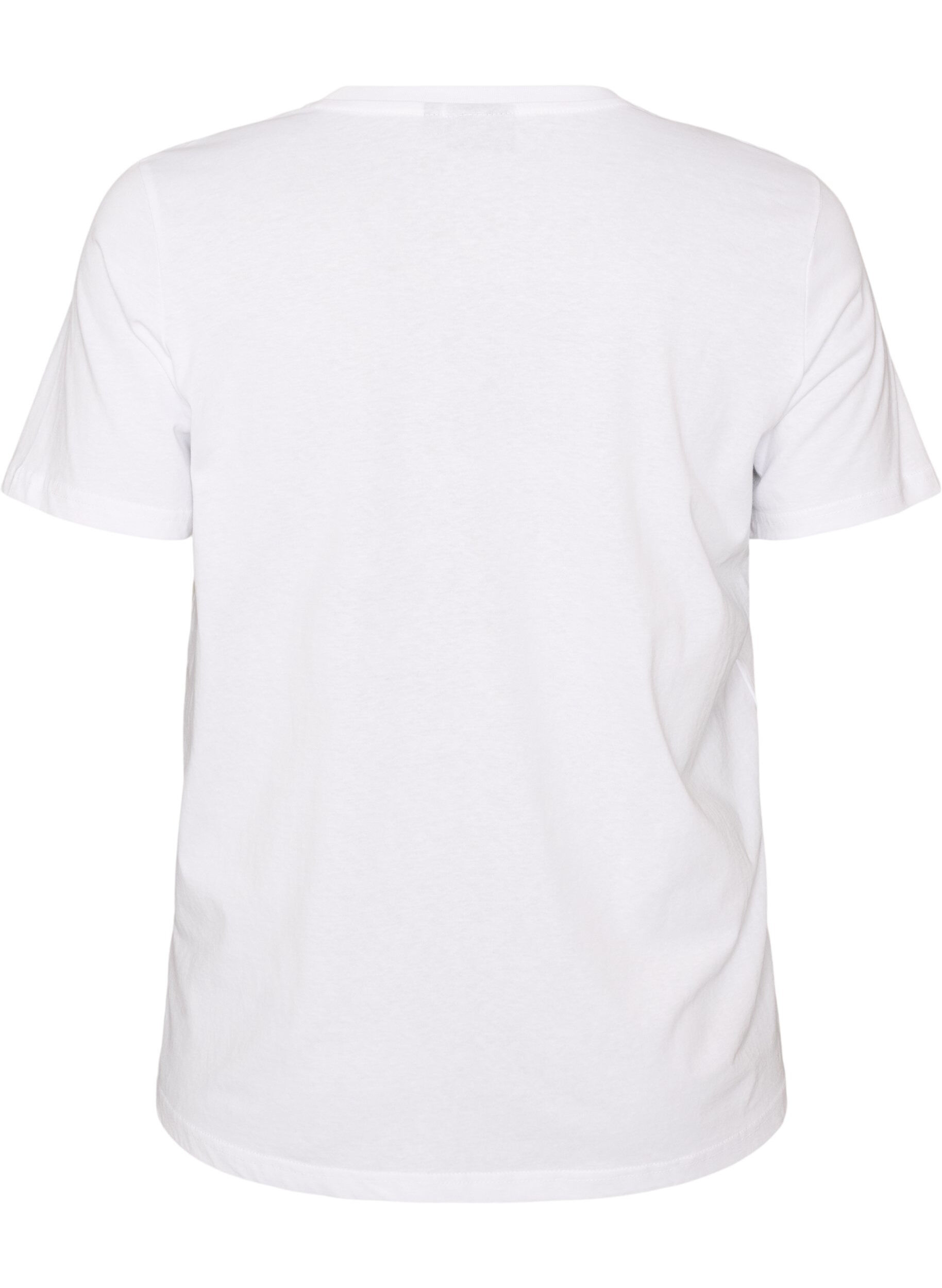 ZizziBomulls T-skjorte med tekstmerke, Hvit, Packshot image number 1