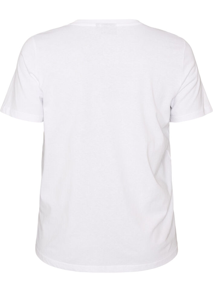Bomulls T-skjorte med tekstmerke, Hvit, Packshot image number 1