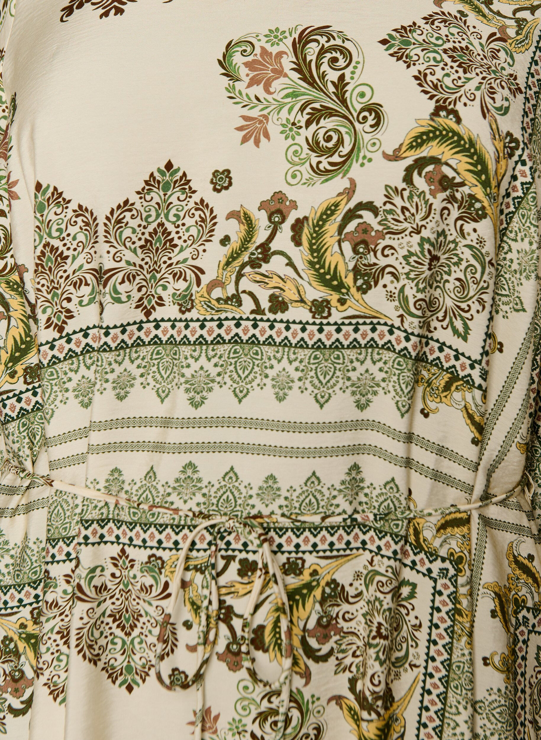 Zizzi M&oslash;nstret midiskj&oslash;rt i viskose med knytebelte, Gr&oslash;nn, Packshot image number 2