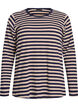 Stripete bluse med lange ermer, Beige, Packshot image number 0