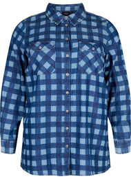 Skjorte i bomull med paisleymønster, Blue Check