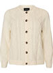 Cardigan med flettestrikket m&oslash;nster, Vanilje, Packshot image number 0