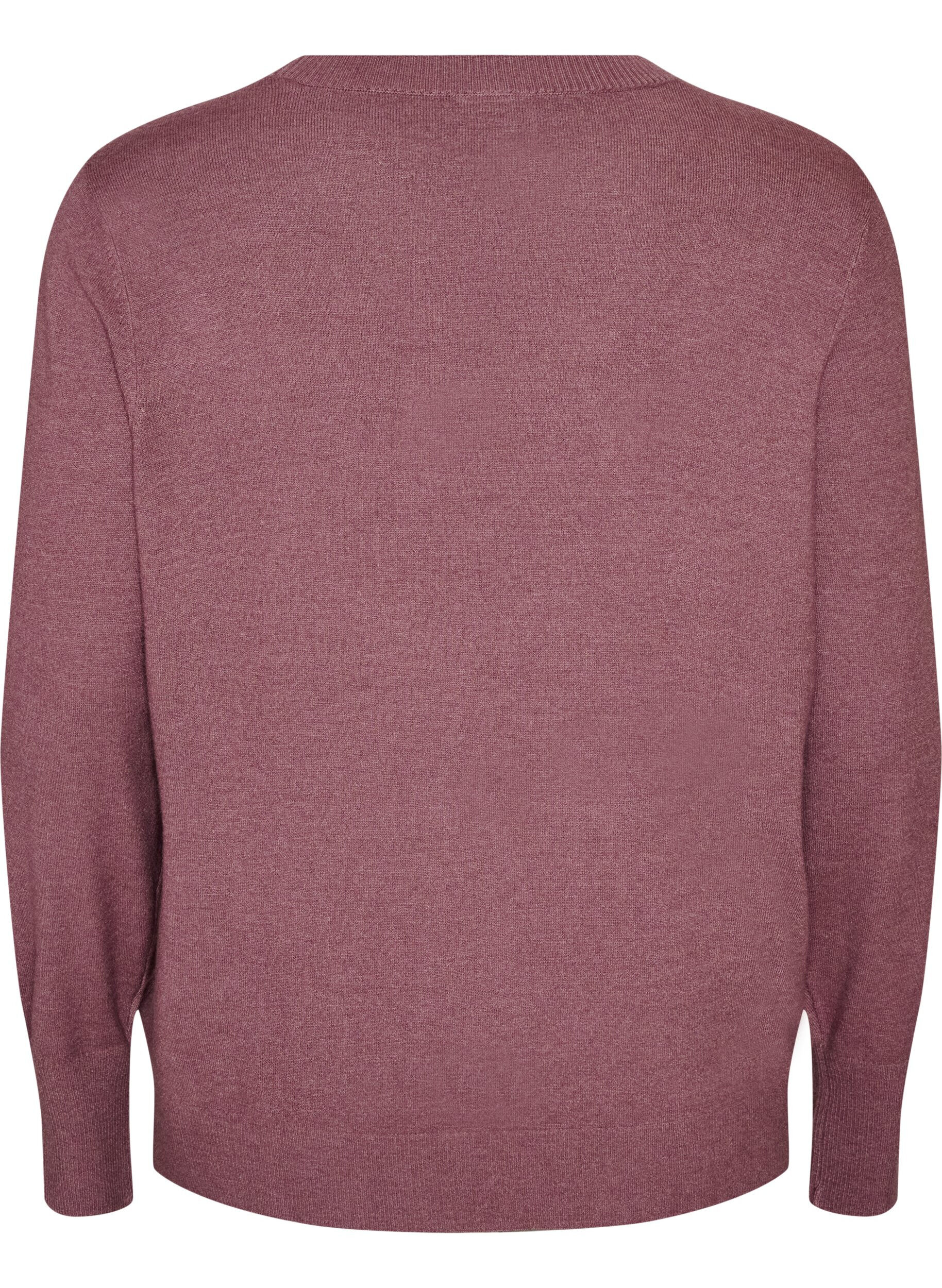 ZizziStrikkebluse med rund hals, Rosa, Packshot image number 1