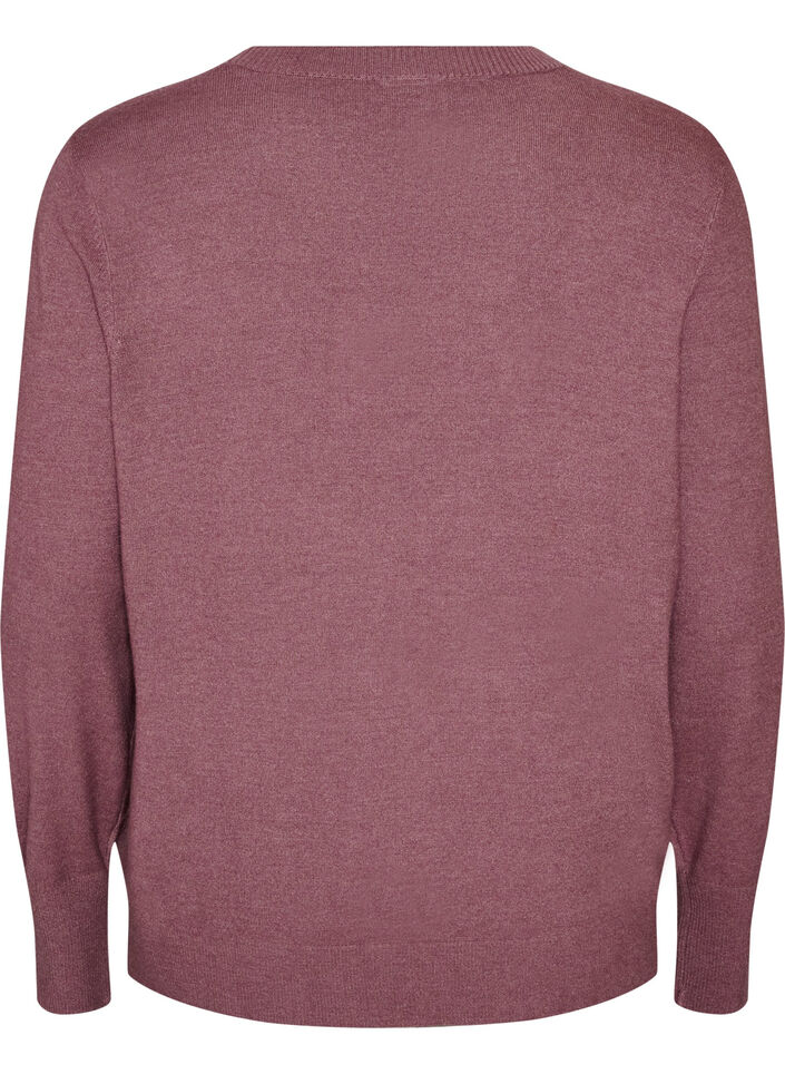 Strikkebluse med rund hals, Rosa, Packshot image number 1