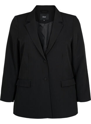 Klassisk blazer med knappelukking, Black, Packshot image number 0