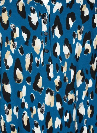 Blomstrete tunika med 3/4 ermer, Legion Blue Leopard, Packshot image number 2