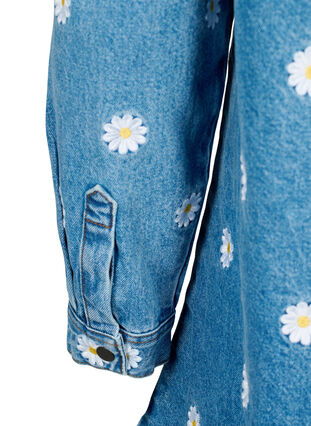 Løs denimskjorte med broderte tusenfryd, L.B. Flower, Packshot image number 3