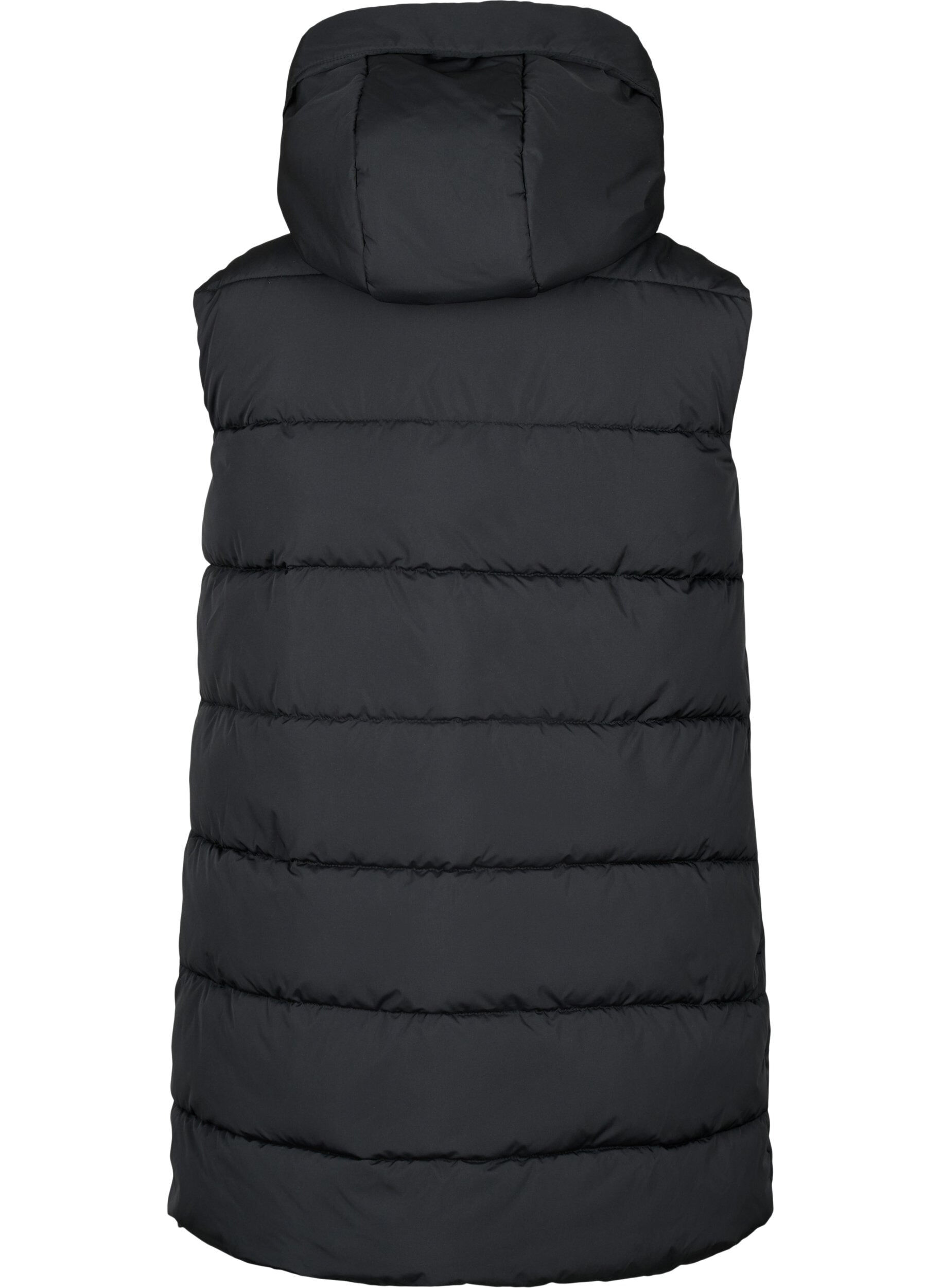 ZizziLang vest med hette og lommer, Svart, Packshot image number 1