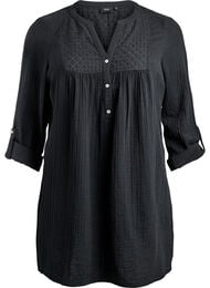 Bomullsmuslin tunika med broderie anglaise, Svart