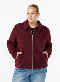 Kort jakke med glidelås, Mørk Bordeaux Kort jakke med glidelås, Mørk Bordeaux, Model