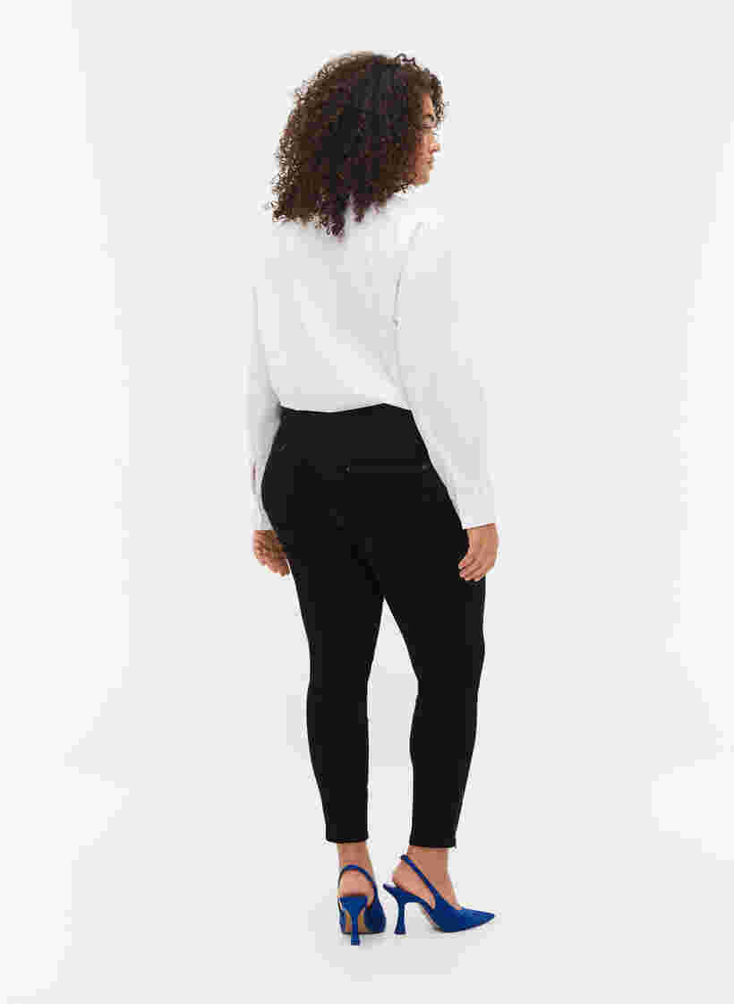Cropped Amy jeans med glidelås, Black denim, Model image number 1