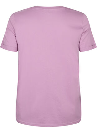 Bomulls T-skjorte med V-hals, Lavender Herb, Packshot image number 1
