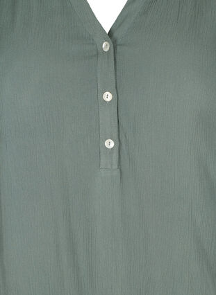 Viskosetunika med V-hals og knapper, Balsam Green, Packshot image number 2