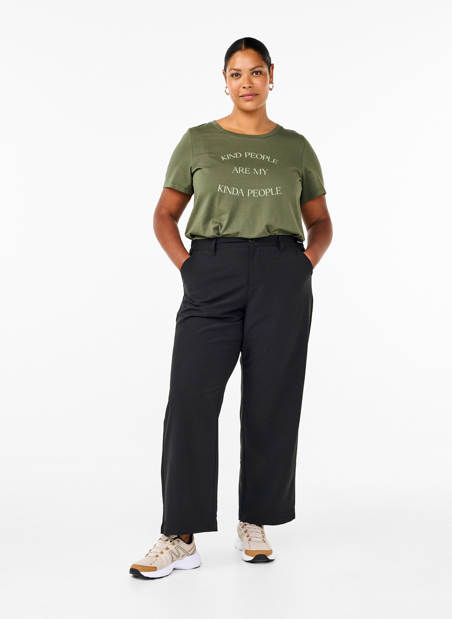 Zizzi T-skjorte med motiv, Thyme w. Kind People, Model image number 2