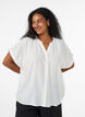 Viskosebluse med knapper og tekstur, Vanilje, Model image number 0