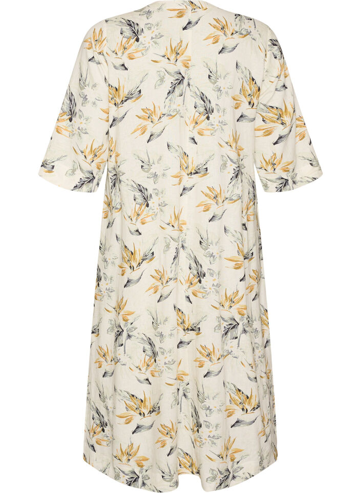 Midikjole i lin og viskose med 1/2 ermer, 9990, Packshot image number 1