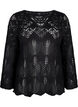 Strikket bluse med hullmønster, Black, Packshot image number 0