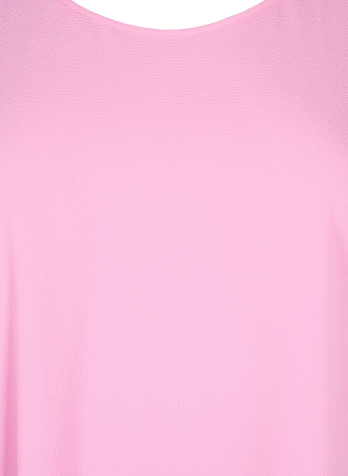Bluse med korte ermer og rund hals, Rosa, Packshot image number 2