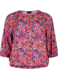 Viskose bluse med blomsterprint og smok