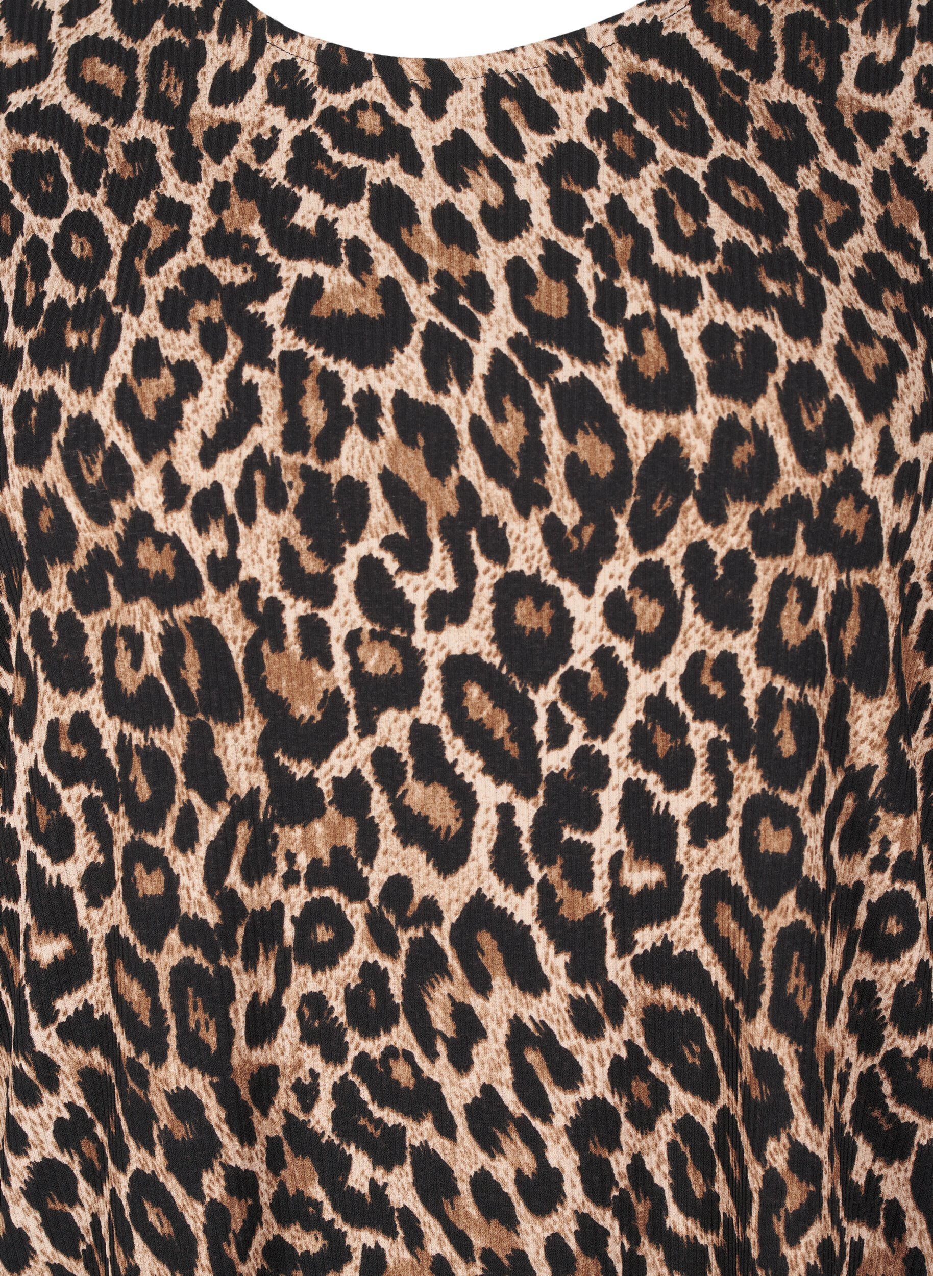 ZizziBluse med lange ermer og leopardm&oslash;nster, Brun, Packshot image number 2