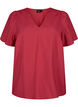 Kortermet bluse i viskose med broderi, Rød, Packshot image number 0