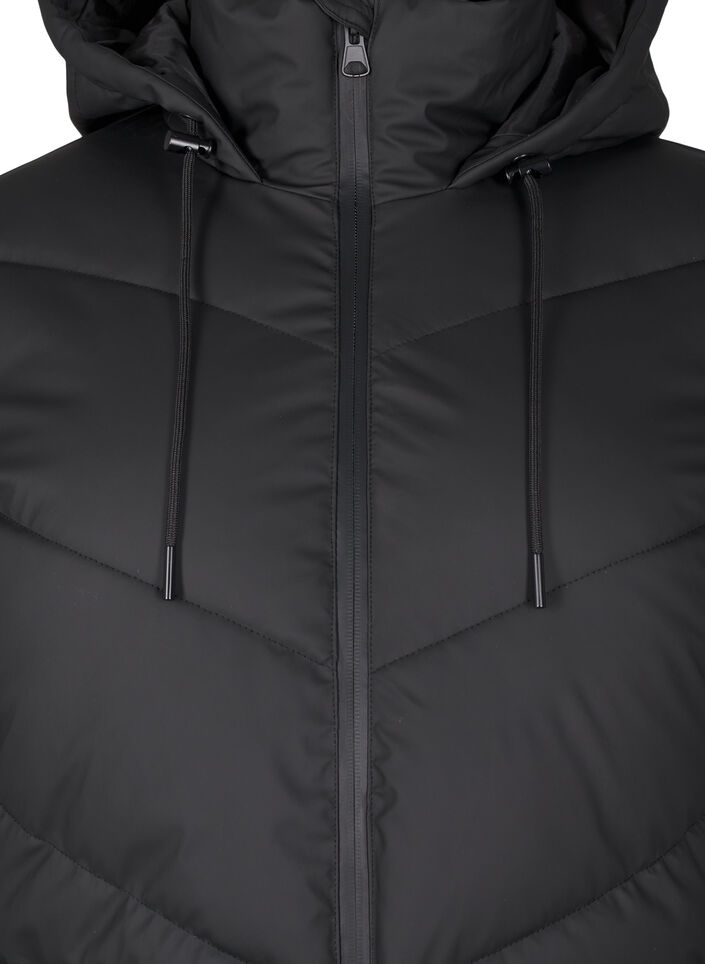 Vannavstøtende pufferjakke med hette, Black, Packshot