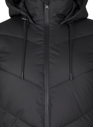 Zizzi Vannavstøtende pufferjakke med hette, Black, Packshot image number 2