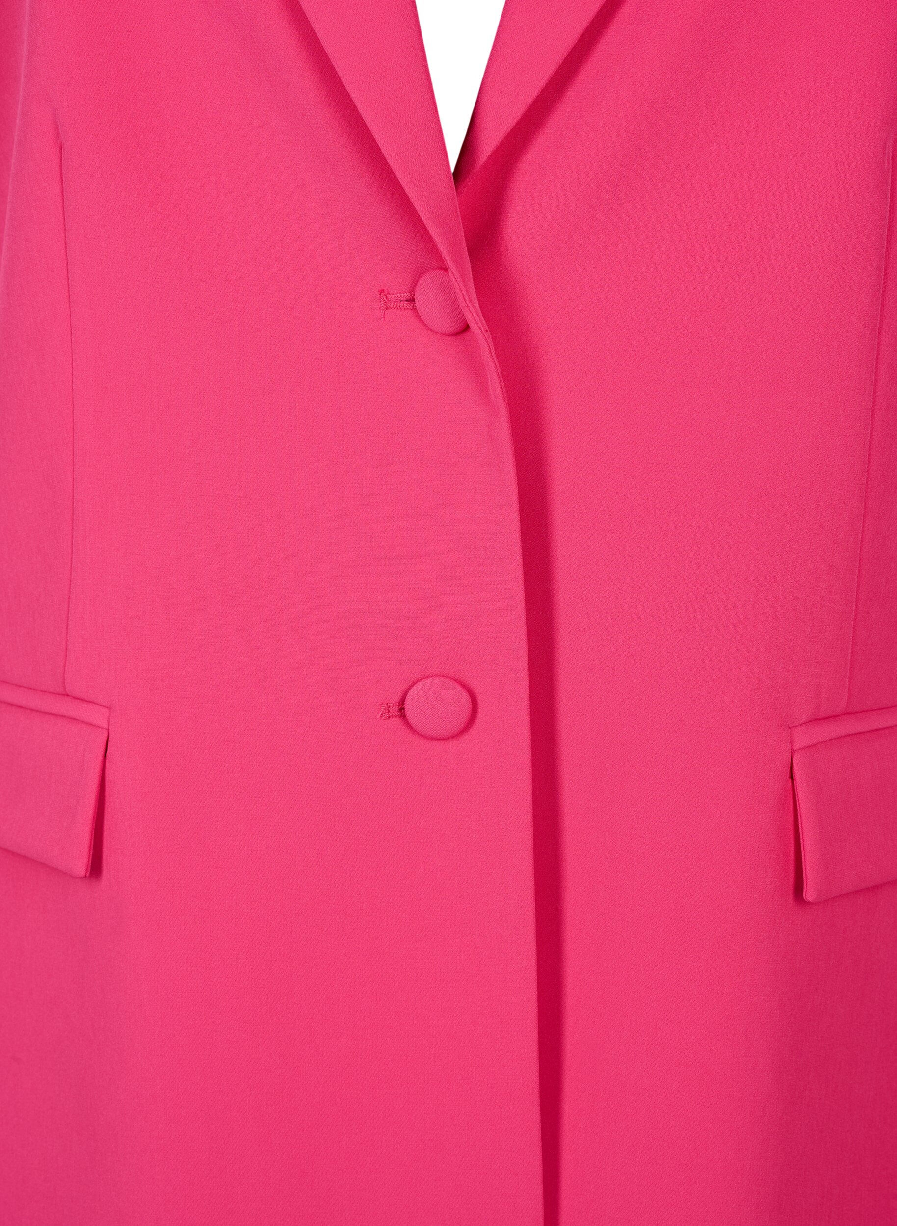Zizzi Klassisk blazer med knappelukking, Pink Yarrow, Packshot image number 2