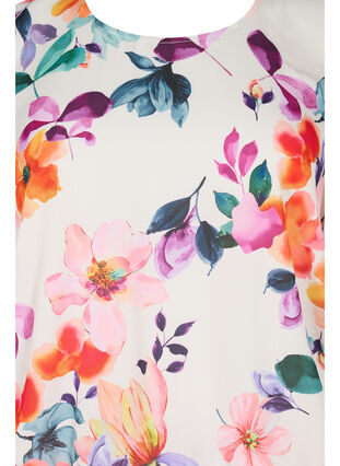 Blomstrete bluse med smock, Buttercream Flower , Packshot image number 2