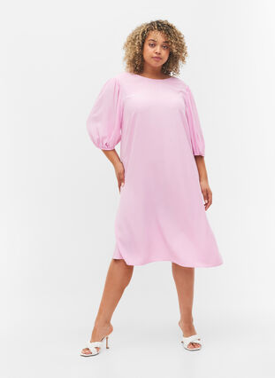 Kjole i viskose med ryggdetalj, Mauve Mist, Model image number 3