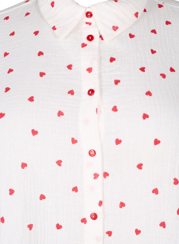 Skjortebluse med 3/4 ermer, Hvit, Packshot image number 2