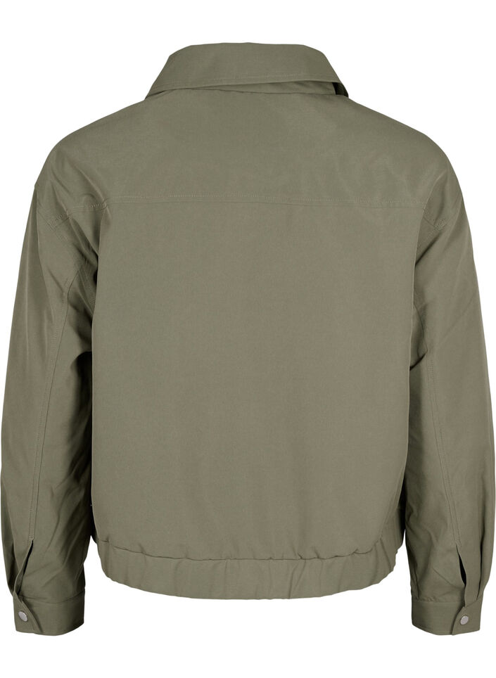 Bomberjakke med krage og lommer, Deep Lichen Green, Packshot